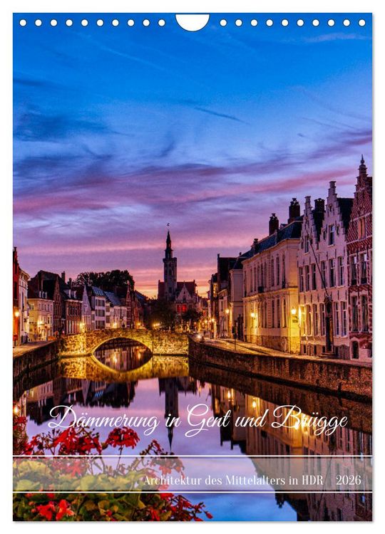 Produktbild: D&auml;mmerung in Gent und Br&uuml;gge (Wandkalender 2026 DIN A4 hoch), CALVENDO Monatskalender