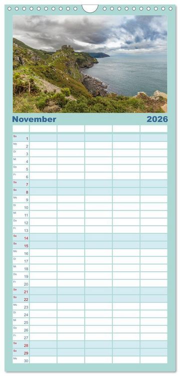 Produktbild: Familienplaner 2026 - Exmoor National Park mit 5 Spalten (Wandkalender, 21 x 45 cm) CALVENDO