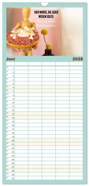 Produktbild: Familienplaner 2026 - Mettkalender - Spread some more Mett mit 5 Spalten (Wandkalender, 21 x 45 cm) CALVENDO