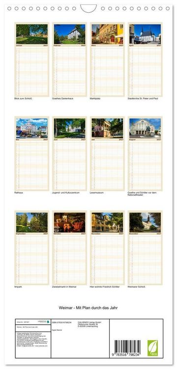 Produktbild: Familienplaner 2027 - Weimar - Mit Plan durch das Jahr mit 5 Spalten (Wandkalender, 21 x 45 cm) CALVENDO