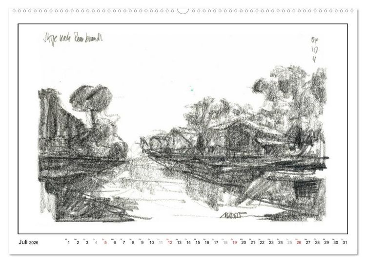Produktbild: Rembrandt Landschaften wgVoigt (hochwertiger Premium Wandkalender 2026 DIN A2 quer), Kunstdruck in Hochglanz