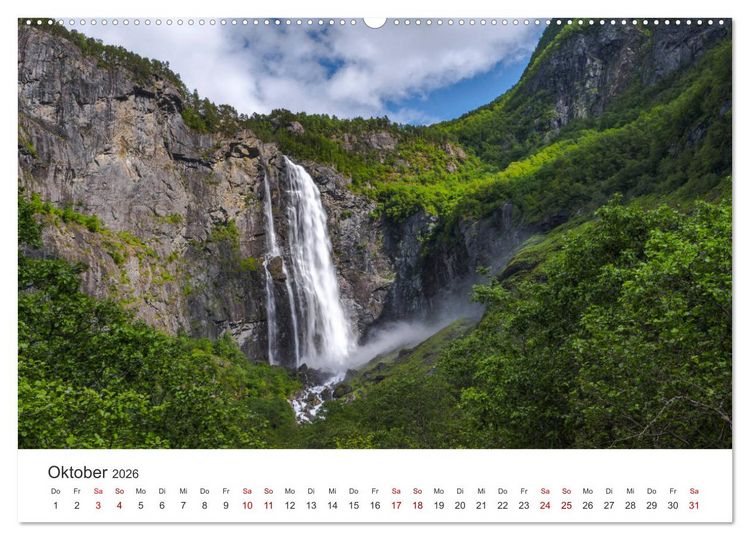 Produktbild: Wasserf&auml;lle in Norwegen (Wandkalender 2026 DIN A2 quer), CALVENDO Monatskalender