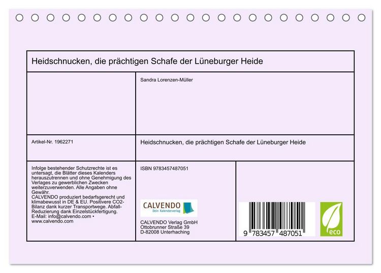 Produktbild: Heidschnucken, die pr&auml;chtigen Schafe der L&uuml;neburger Heide (Tischkalender 2026 DIN A5 quer), CALVENDO Monatskalender