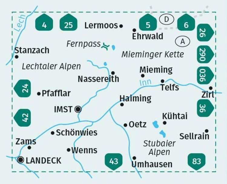 Produktbild: KOMPASS Wanderkarte 35 Imst, Telfs, K&uuml;htai, Mieminger Kette 1:50.000