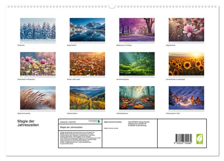 Produktbild: Magie der Jahreszeiten (hochwertiger Premium Wandkalender 2026 DIN A2 quer), Kunstdruck in Hochglanz