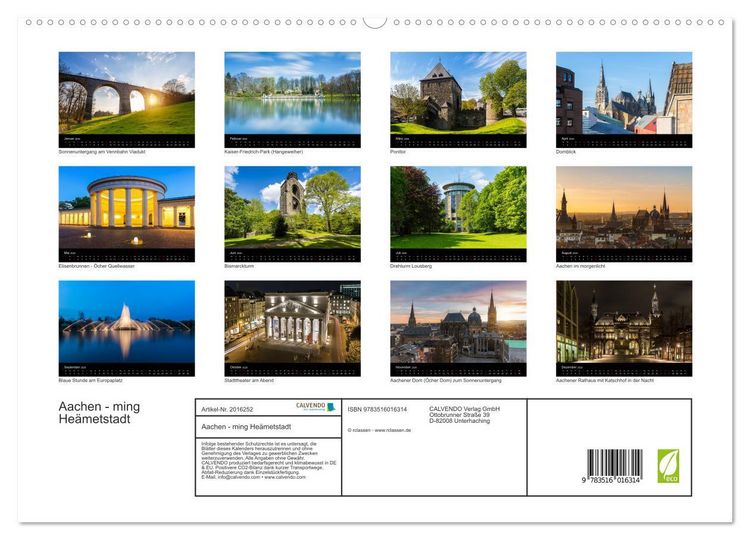 Produktbild: Aachen - ming He&auml;metstadt (hochwertiger Premium Wandkalender 2026 DIN A2 quer), Kunstdruck in Hochglanz