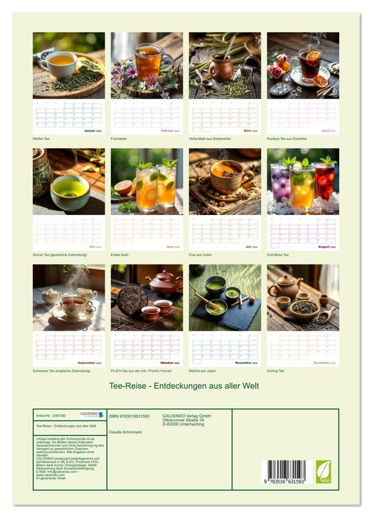 Produktbild: Tee-Reise - Entdeckungen aus aller Welt (hochwertiger Premium Wandkalender 2026 DIN A2 hoch), Kunstdruck in Hochglanz