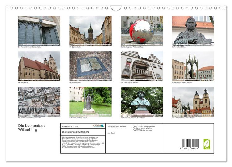 Produktbild: Die Lutherstadt Wittenberg (Wandkalender 2026 DIN A3 quer), CALVENDO Monatskalender
