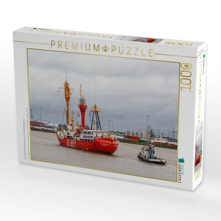 Produktbild: CALVENDO Puzzle Das Feuerschiff Elbe 1 wird von einem Schlepper gesteuert | 1000 Teile Lege-Gr&ouml;&szlig;e 64x48cm Foto-Puzzle f&uuml;r gl&uuml;ckliche Stunden