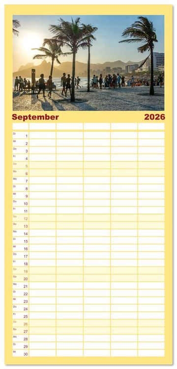 Produktbild: Familienplaner 2026 - An Rio's Str&auml;nden mit 5 Spalten (Wandkalender, 21 x 45 cm) CALVENDO