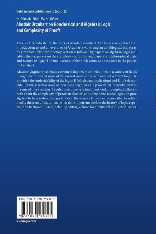 Produktbild: Alasdair Urquhart on Nonclassical and Algebraic Logic and Complexity of Proofs