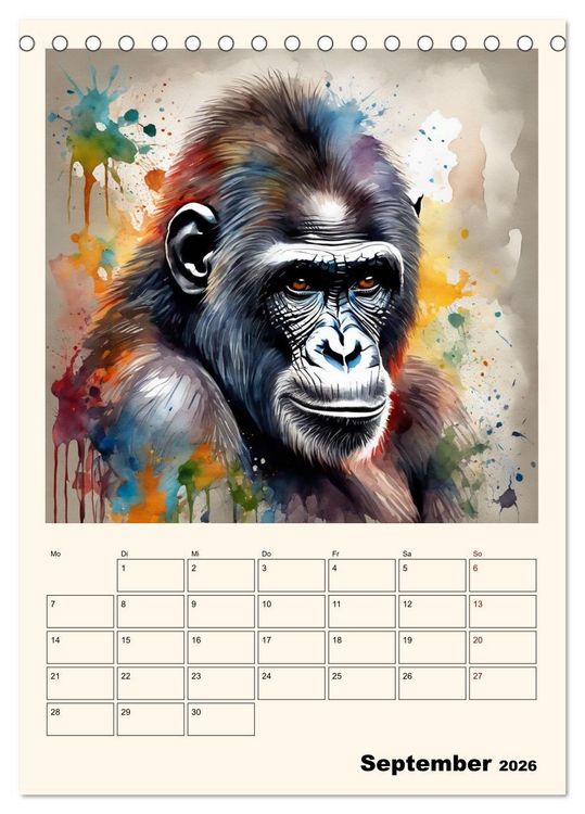 Produktbild: Schimpansen & Gorillas (Tischkalender 2026 DIN A5 hoch), CALVENDO Monatskalender