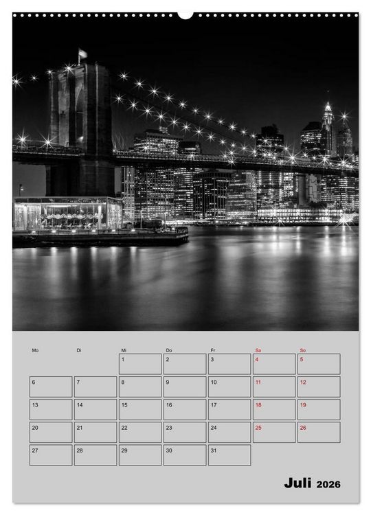 Produktbild: NEW YORK CITY Monochrome Stadtansichten (Wandkalender 2026 DIN A2 hoch), CALVENDO Monatskalender