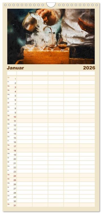 Produktbild: Familienplaner 2026 - Kaffeesatz - Kunst und Tradition mit 5 Spalten (Wandkalender, 21 x 45 cm) CALVENDO