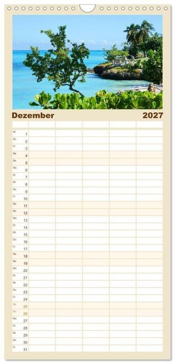 Produktbild: Familienplaner 2027 - Die sch&ouml;nsten Str&auml;nde Karibik mit 5 Spalten (Wandkalender, 21 x 45 cm) CALVENDO
