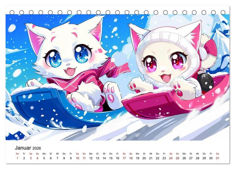 Produktbild: Anime Cats (Tischkalender 2026 DIN A5 quer), CALVENDO Monatskalender