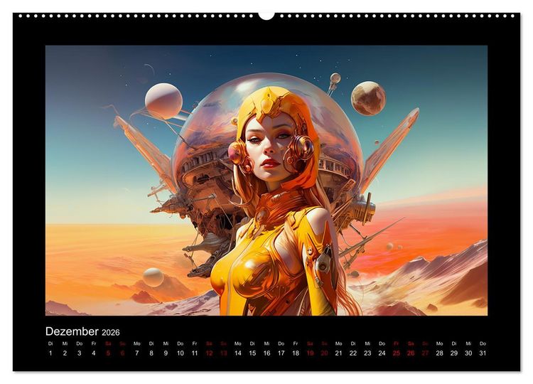 Produktbild: Amazonen im All (Wandkalender 2026 DIN A2 quer), CALVENDO Monatskalender