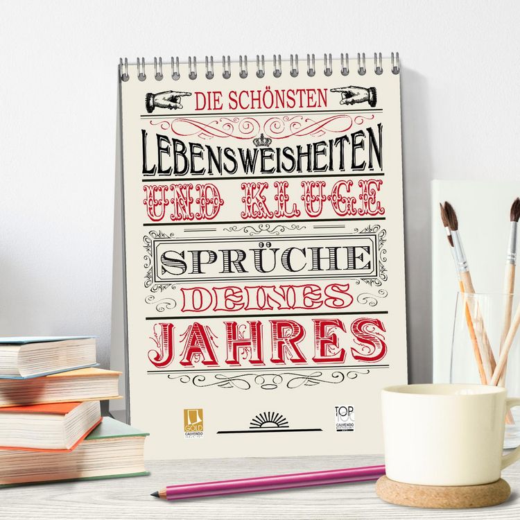 Produktbild: Die sch&ouml;nsten Lebensweisheiten Typo - Kalender (Tischkalender 2026 DIN A5 hoch), CALVENDO Monatskalender