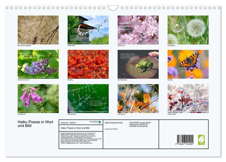 Produktbild: Haiku Poesie in Wort und Bild (Wandkalender 2026 DIN A3 quer), CALVENDO Monatskalender