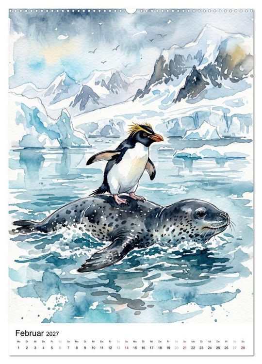 Produktbild: Coole Pinguine (Wandkalender 2027 DIN A2 hoch), CALVENDO Monatskalender