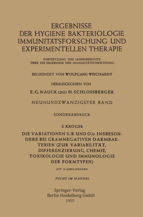 Produktbild: Die Variationen S/R und O/o Insbesondere bei Gramnegativen Darmbakterien