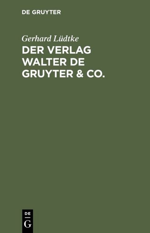 Produktbild: Der Verlag Walter de Gruyter & Co.