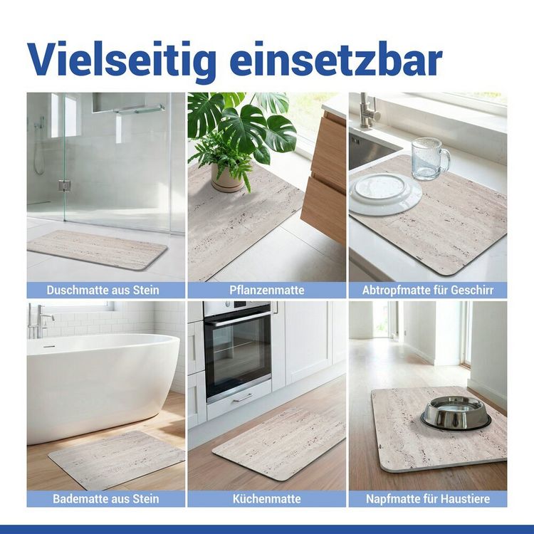 Produktbild: Diatomit Badematte Mod. Puna Beige, 60 x 39 cm, schnelltrocknend und rutschsicher
