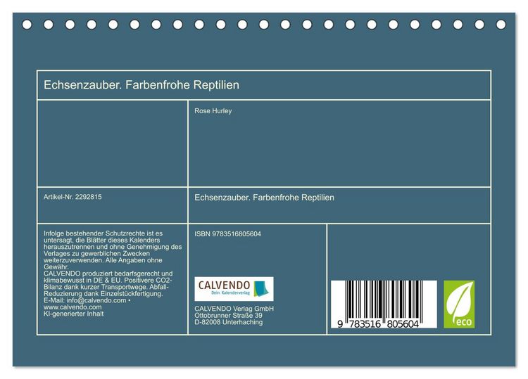 Produktbild: Echsenzauber. Farbenfrohe Reptilien (Tischkalender 2027 DIN A5 quer), CALVENDO Monatskalender