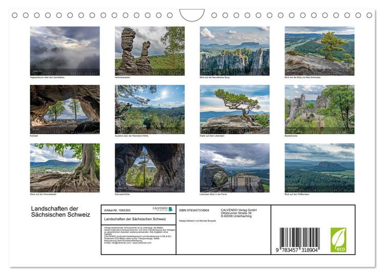 Produktbild: Landschaften der S&auml;chsischen Schweiz (Wandkalender 2026 DIN A4 quer), CALVENDO Monatskalender