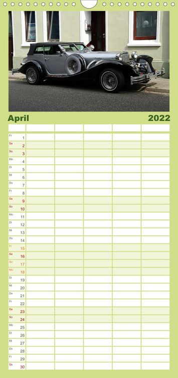 Produktbild: Familienplaner Oldtimer vergangenger Jahrzehnte (Wandkalender 2022 , 21 cm x 45 cm, hoch)