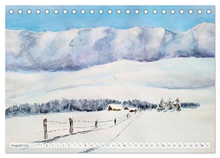 Produktbild: Winterzauberwelt - Gemalte Winterlandschaften (Tischkalender 2026 DIN A5 quer), CALVENDO Monatskalender