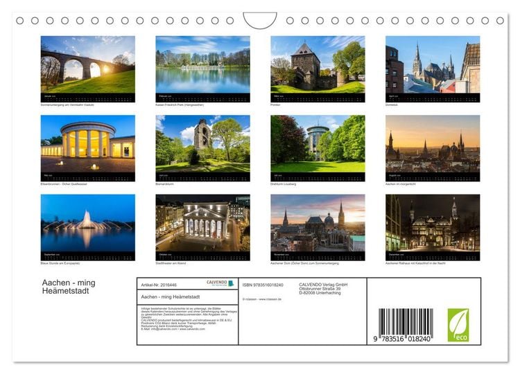 Produktbild: Aachen - ming He&auml;metstadt (Wandkalender 2026 DIN A4 quer), CALVENDO Monatskalender