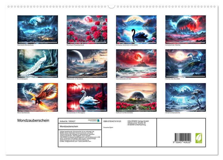 Produktbild: Mondzauberschein (hochwertiger Premium Wandkalender 2026 DIN A2 quer), Kunstdruck in Hochglanz