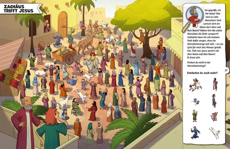 Produktbild: Meine Such- und Wimmelbibel. Finde die Person, die nicht in die Geschichte geh&ouml;rt! Ein kunterbuntes Wimmelbuch zu den sch&ouml;nsten Bibel-Geschichten f&uuml;r Kinder. Mit spannenden Such-R&auml;tselaufgaben