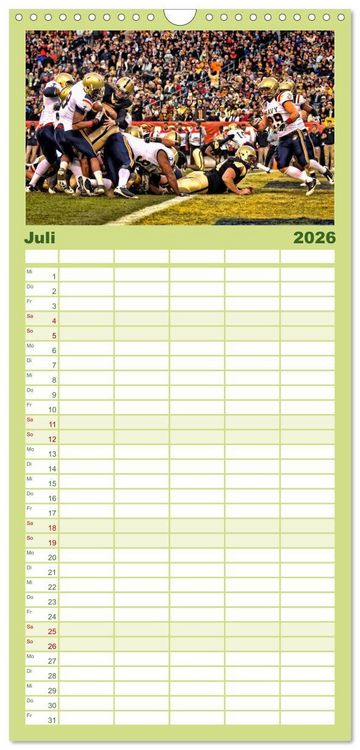 Produktbild: Familienplaner 2026 - American Football - athletisch und riskant mit 5 Spalten (Wandkalender, 21 x 45 cm) CALVENDO