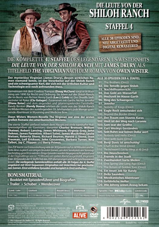 Produktbild: Die Leute von der Shiloh Ranch - Staffel 4 (HD-Remastered) (Fernsehjuwelen) [10 DVDs]