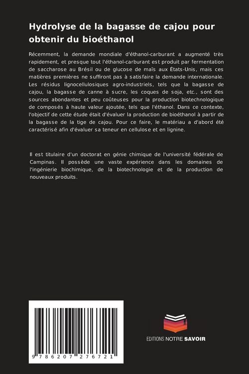 Produktbild: Hydrolyse de la bagasse de cajou pour obtenir du bio&eacute;thanol