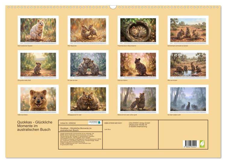 Produktbild: Quokkas - Gl&uuml;ckliche Momente im australischen Busch (Wandkalender 2027 DIN A2 quer), CALVENDO Monatskalender