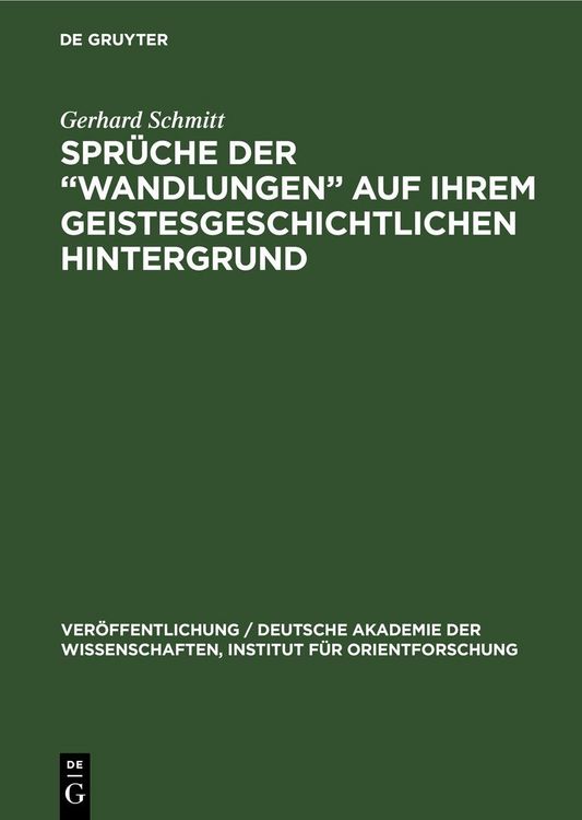 Produktbild: Spr&uuml;che der &bdquo;Wandlungen&ldquo; auf ihrem geistesgeschichtlichen Hintergrund