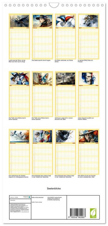 Produktbild: Familienplaner 2026 - Seelenblicke mit 5 Spalten (Wandkalender, 21 x 45 cm) CALVENDO