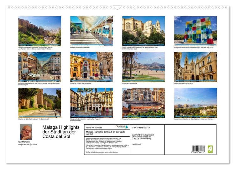 Produktbild: Malaga Highlights der Stadt an der Costa del Sol (Wandkalender 2026 DIN A2 quer), CALVENDO Monatskalender