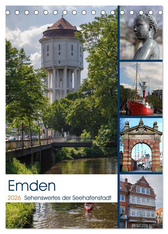 Produktbild: Emden - Sehenswertes der Seehafenstadt (Tischkalender 2026 DIN A5 hoch), CALVENDO Monatskalender