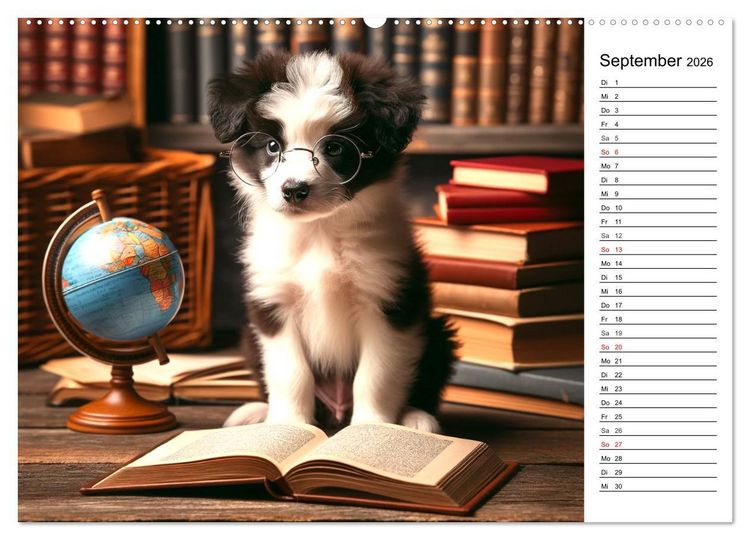 Produktbild: Hundewelpen zum Verlieben - KI Illustrationen (Wandkalender 2026 DIN A2 quer), CALVENDO Monatskalender