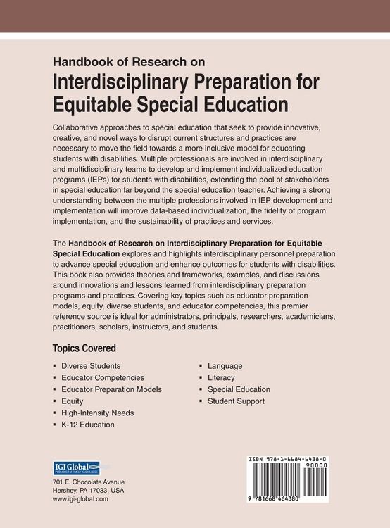 Produktbild: Handbook of Research on Interdisciplinary Preparation for Equitable Special Education