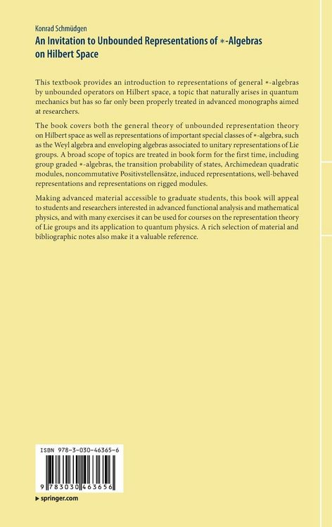 Produktbild: An Invitation to Unbounded Representations of &lowast;-Algebras on Hilbert Space