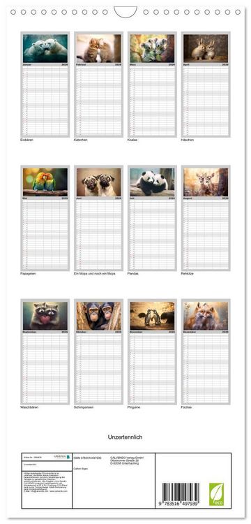 Produktbild: Familienplaner 2026 - Unzertennlich mit 5 Spalten (Wandkalender, 21 x 45 cm) CALVENDO