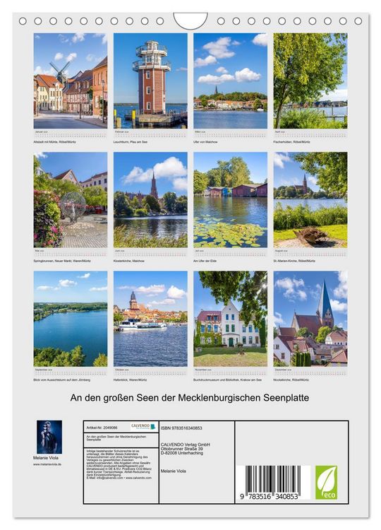 Produktbild: An den gro&szlig;en Seen der Mecklenburgischen Seenplatte (Wandkalender 2026 DIN A4 hoch), CALVENDO Monatskalender