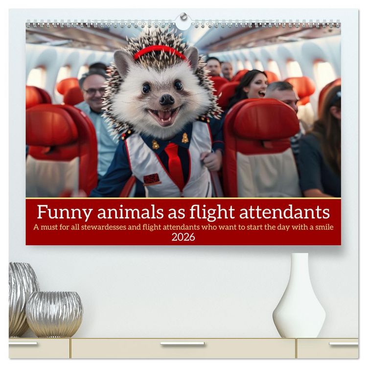 Produktbild: Funny animals as flight attendants (High Quality Premium Wall Calendar 2026 DIN A2 landscape),CALVENDO 12 Month Wall Calendar