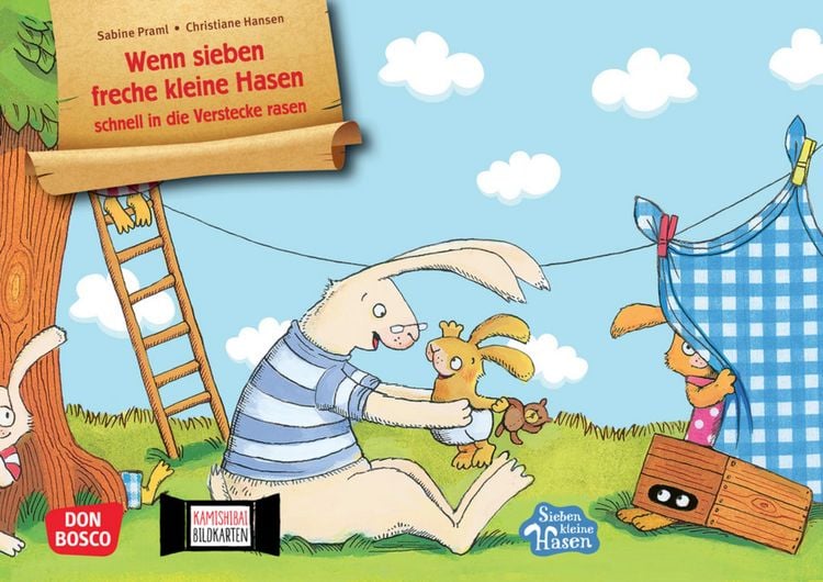 Produktbild: Wenn sieben freche kleine Hasen schnell in die Verstecke rasen. Kamishibai Bildkartenset