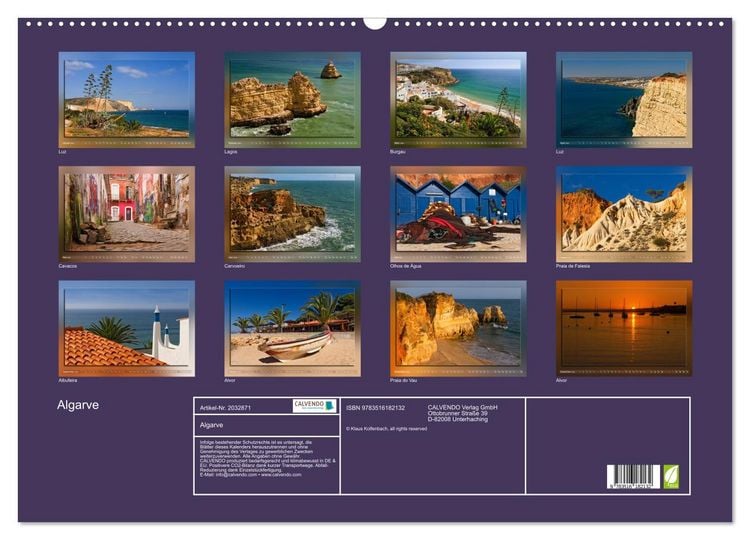 Produktbild: Algarve (Wandkalender 2026 DIN A2 quer), CALVENDO Monatskalender